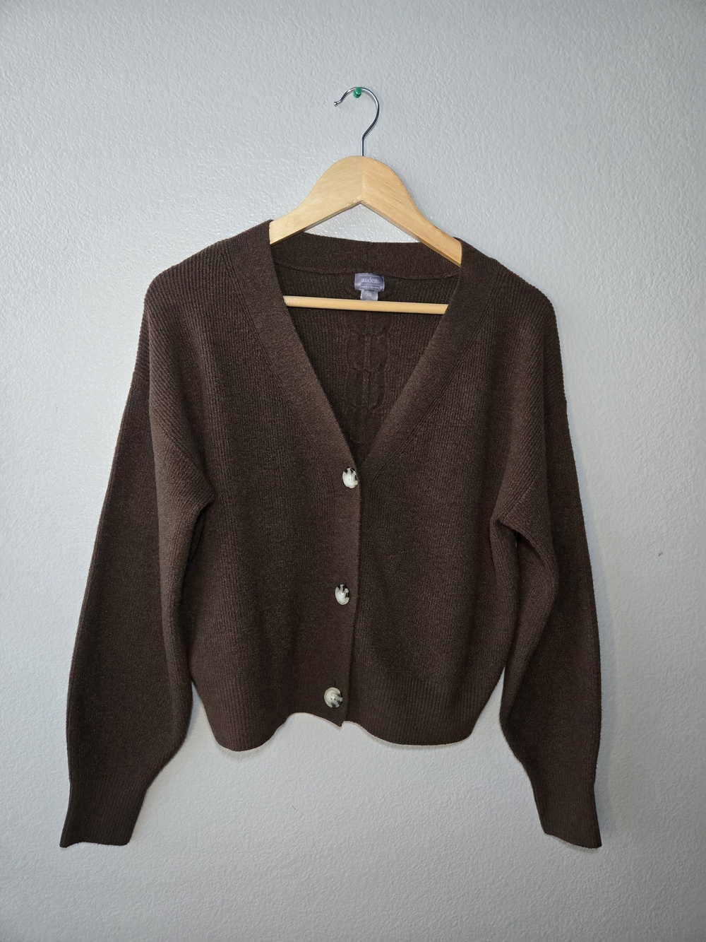 Auden Chocolate Brown V-Neck Button Cardigan